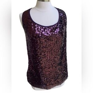 DS By Debbie Shuchat Tank Sleeveless Sequin High Neck Blouse M Purple Swiftie